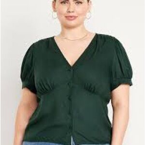 Old Navy Dark Bottle Waist-Defined Crepe Top